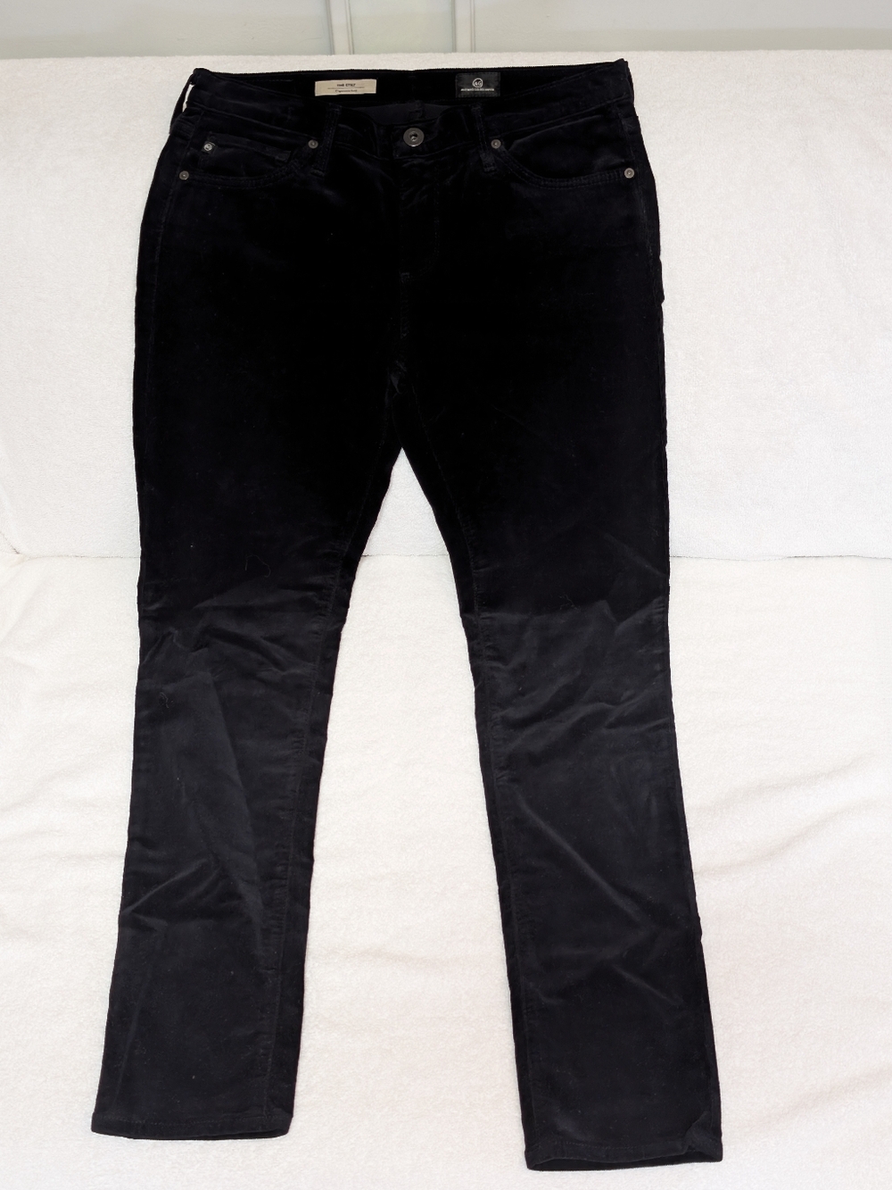 AG Adriano Goldschmied The Stilt Cigarette Leg Corduroy Pants Black 28R